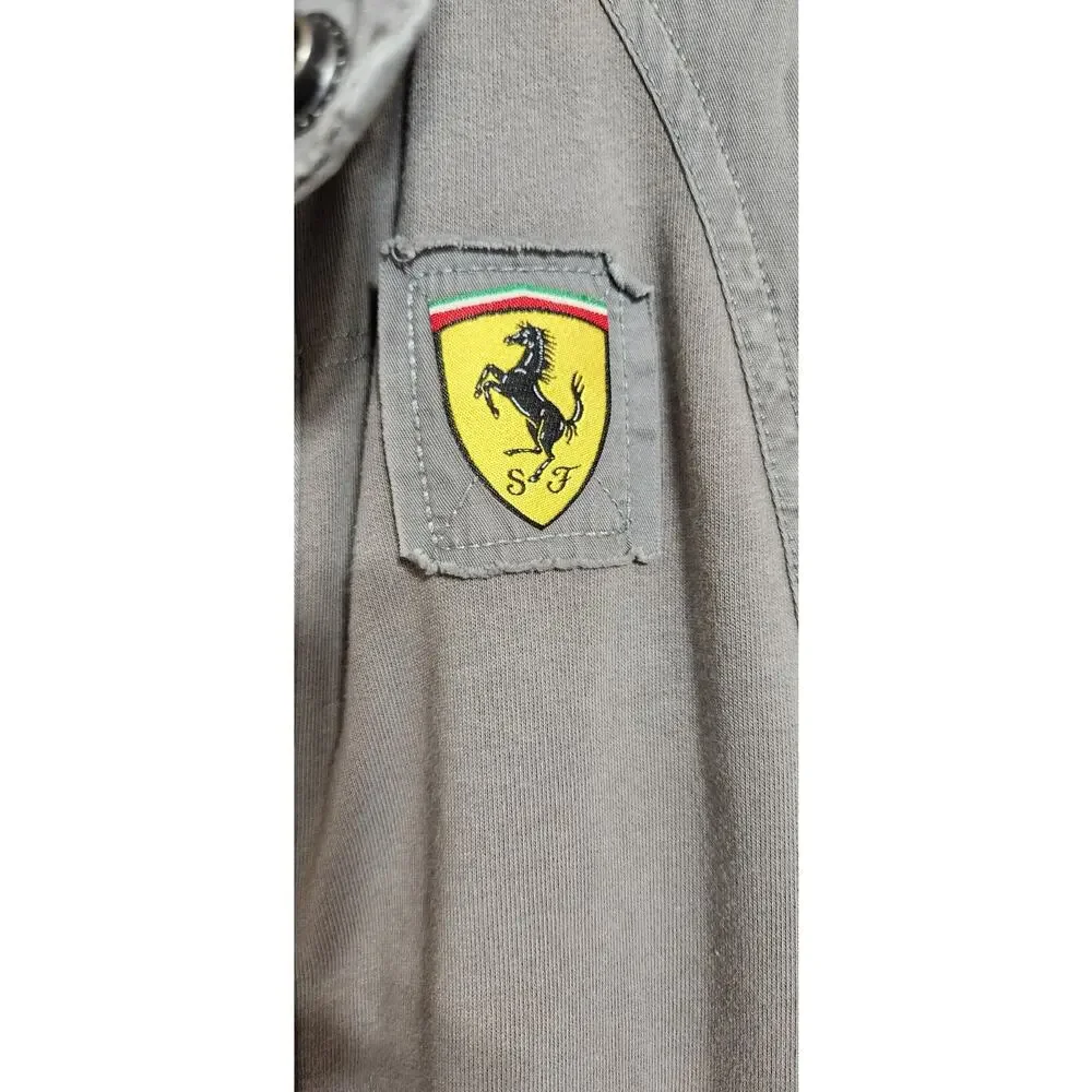Puma Scuderia Ferrari Jacket‎ Men size L Gray RARE One Stain Left Wrist See Pics